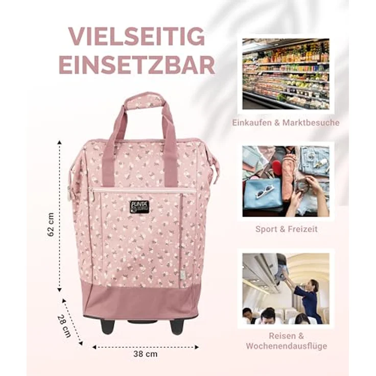 Punta Big Wheel Einkaufstrolley 62 cm, höhenverstellbar, Teleskopstange, blau – Bild 5