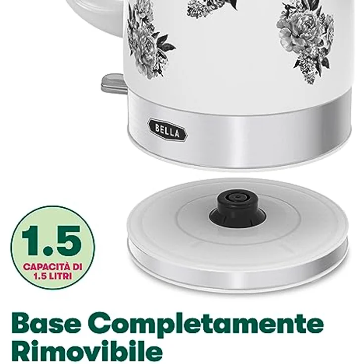 BELLA 1.5L Electric Ceramic Kettle - Black Floral – Bild 3