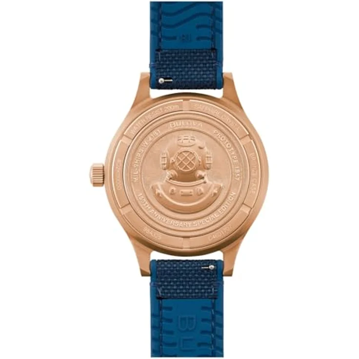 Bulova Automatic Mil-Ships Special Edition, Herrenuhr mit Antireflex-Saphirglas und blauem Zifferblatt, Dunkelblau 98A325 – Bild 6