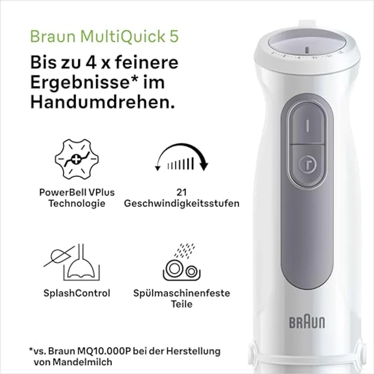 Braun Stabmixer Braun MQ50236MWH, Stabmixer für Küchenanwendungen mit individueller Geschwindigkeitsanpassung – Bild 3