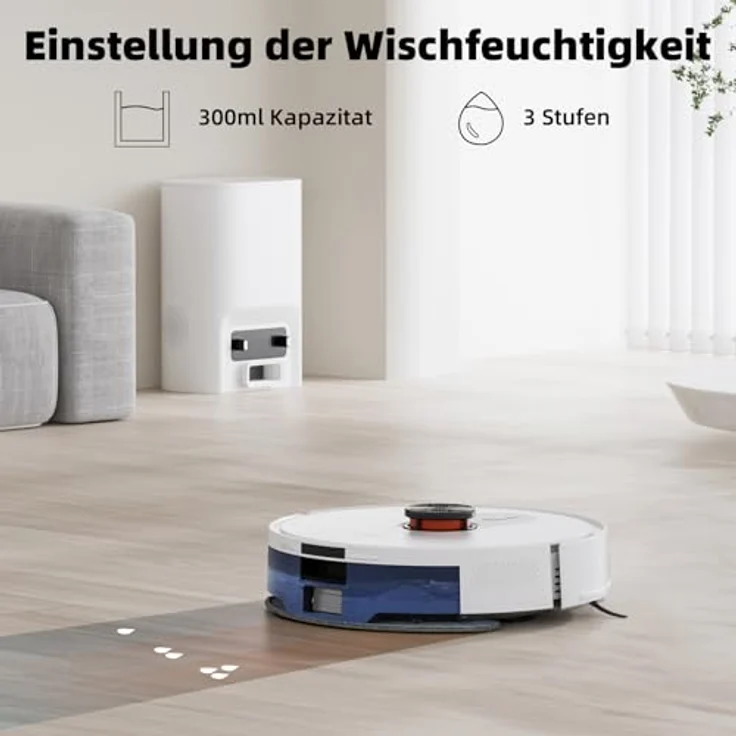 ROIDMI EVE ROOK Saugroboter mit Wischfunktion Absaugstation - 5000Pa Staubsauger Roboter Wisch LiDAR-Navigation 75 Tage App Sprachsteuerung Tierhaare Teppiche Hartboden – Bild 5