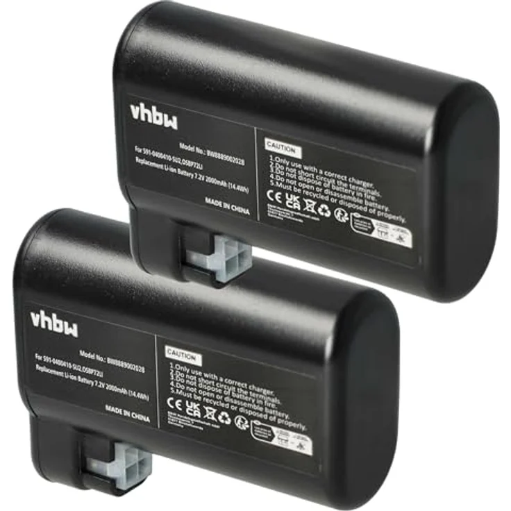 vhbw 2X Akku kompatibel mit AEG RX9-1-SGM, RX9-1-IBM, RX9-2-4STN, RX9-2-4ANM, RX9, RX8-1-4WN Saugroboter (2000 mAh, 7,2 V, Li-Ion) - Leistungsfähige Austausch-Akkus, wiederaufladbar – Bild 1