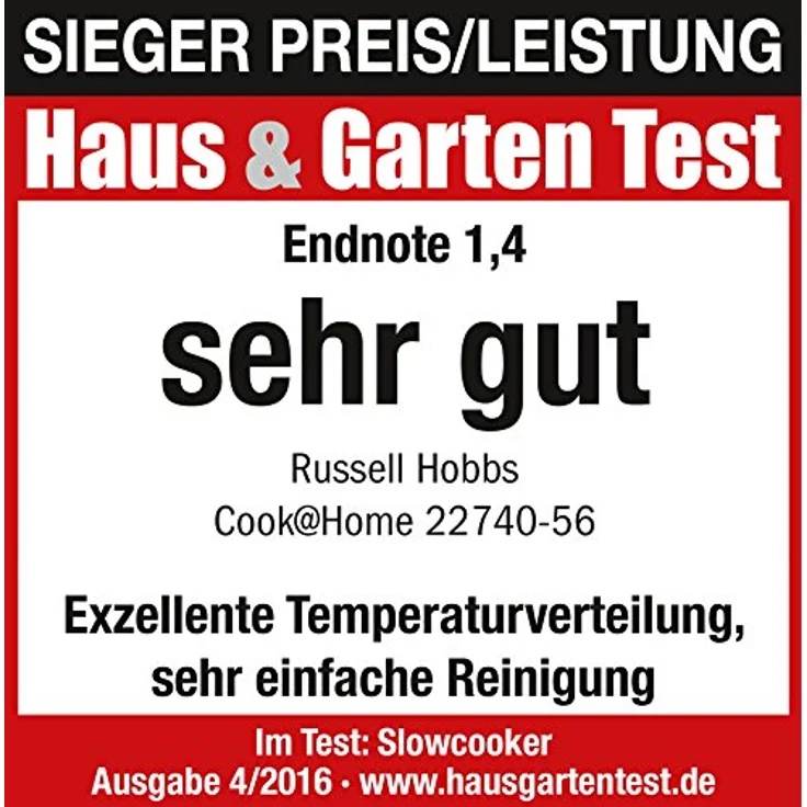 Russell Hobbs Slow Cooker, Schongarer, 3 Temperatureinstellungen, 3.5l, 160 Watt, CookHome Slowcooker 22740-56 – Bild 9
