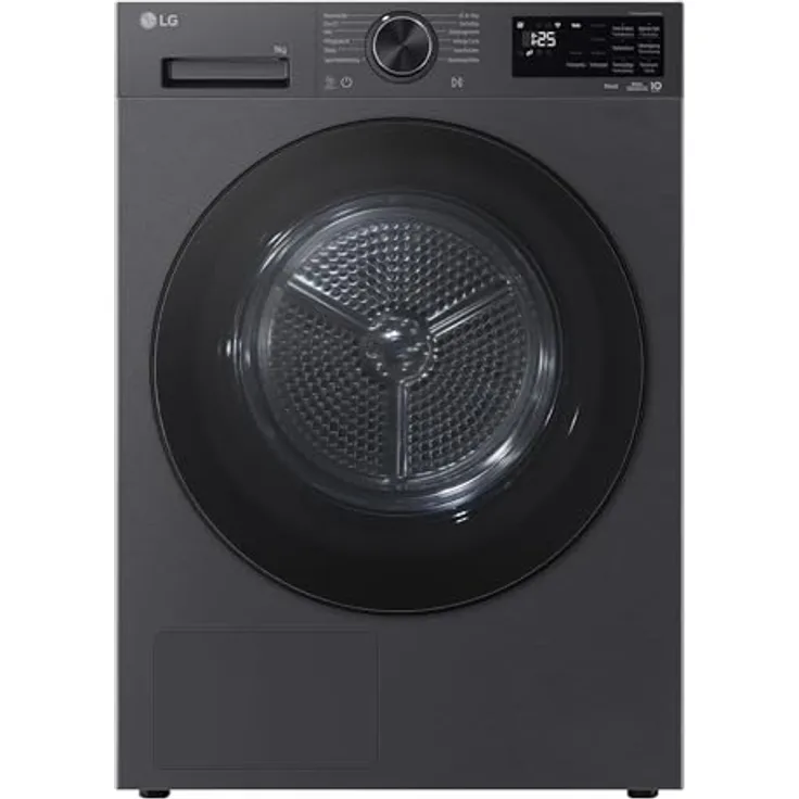 LG RT90X7B Trockner, 9 kg Wärmepumpentechnologie mit selbstreinigendem Kondensator und Trockensensor, Matte Black
