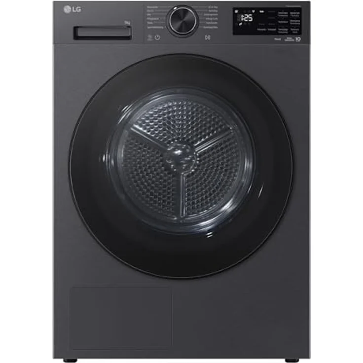 LG RT90X7B Trockner, 9 kg Wärmepumpentechnologie mit selbstreinigendem Kondensator und Trockensensor, Matte Black – Bild 1