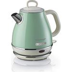 Ariete 2868 Vintage, elektrischer Design-Wasserkocher aus Edelstahl für Aufgussgetränke, Tee und Kräutertees, Abschaltautomatik, ergonomischer Griff, 1 Liter, 1600 W, Grün