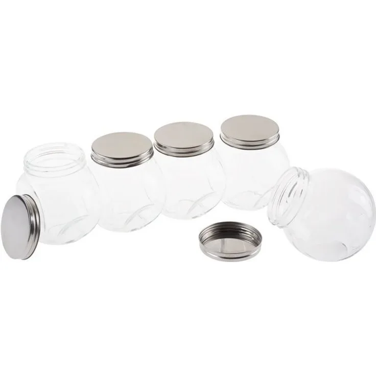 VBS Vorratsglas BonBon, Edelstahl, 5 Stück, mit Schraubdeckel