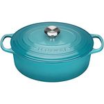 Le Creuset Signature Gusseisen-Bräter mit Deckel, Ø 31 cm, Oval, Für alle Herdarten und Induktion geeignet, Volumen: 6,3 l, Karibik 