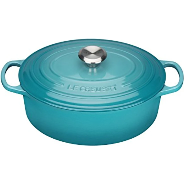 Le Creuset Signature Gusseisen-Bräter mit Deckel, Ø 31 cm, Oval, Für alle Herdarten und Induktion geeignet, Volumen: 6,3 l, Karibik  – Bild 1