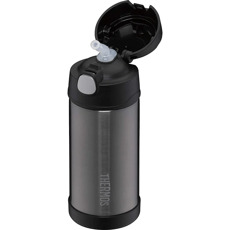 THERMOS 4030.701.035 Isolierflasche FunTainer, Edelstahl Grau 0,35 l, inkl. Trinkhalm, BPA-Free, 12 Stunden kalt – Bild 1