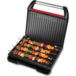 George Foreman 25050-56 Fitnessgrill Entertaining Steel, Kontaktgrill, Panini- und Sandwichgrill, 33 x 22 cm große Grillfläche für bis zu 7 Portionen, Edelstahl-rot