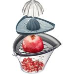 GEFU Fruti Granatapfelentkerner und Zitruspresse, mechanisch, 0,7L, Kunststoff, schwarz, transparent 