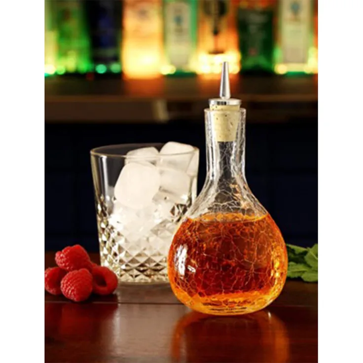 Cocktail Dash Bottle 285ml. - Craquelé Glas mit verchromten Ausgiesser 4000948000083