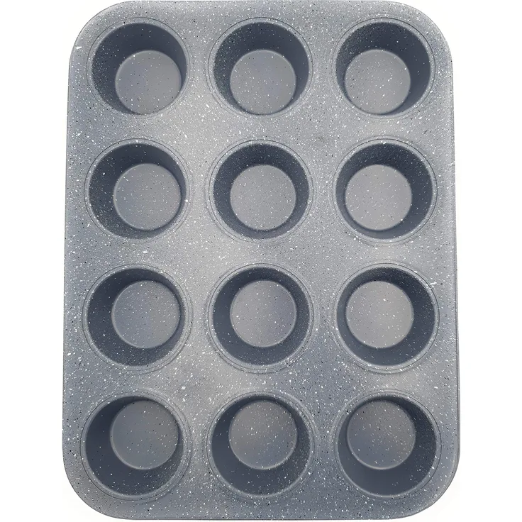 Muffinblech für 12 Muffins und Cupcakes, antihaftbeschichtet, für Cupcakes, Yorkshire Pudding und Backen, Maße: 33 x 26,5 x 3 cm Schwarz