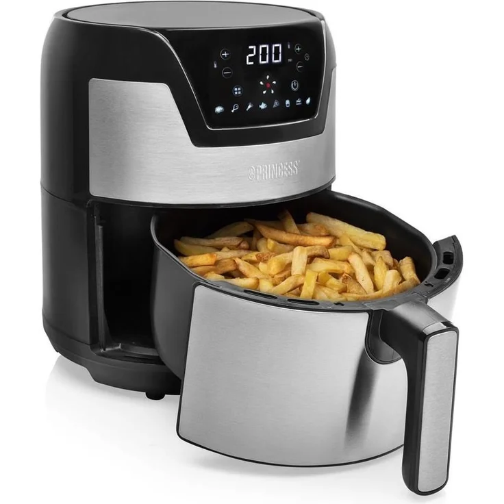 Princess Heißluftfritteuse mit digitalem Display, 1500 W, 8 Voreinstellungen, 4,5L Fassungsvermögen, 80-200°, Edelstahlausführung – Bild 2