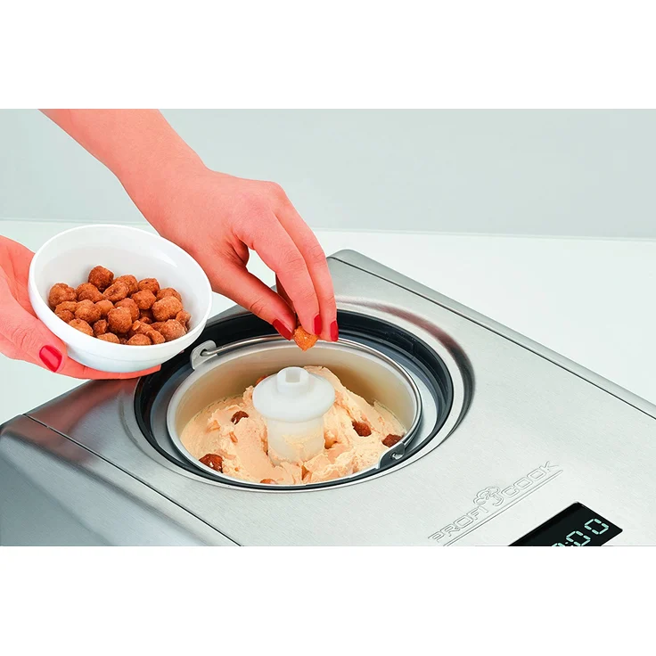 Profi Cook PC-ICM 1091 Eismaschine (3 in 1 für Speiseeis, Frozen Joghurt und Sorbet, Kompressor-Kühlung, LCD-Display, für bis zu 1,5 l Speiseeis) edelstahl – Bild 6
