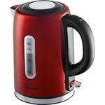 CONCEPT Hausgeräte RK3224 Wasserkocher Spectrum edestahl, verdecktes heizelement, 360 drehbar, STRIX-verbindungsstecker, 1,7 L, 2200 W, Rot