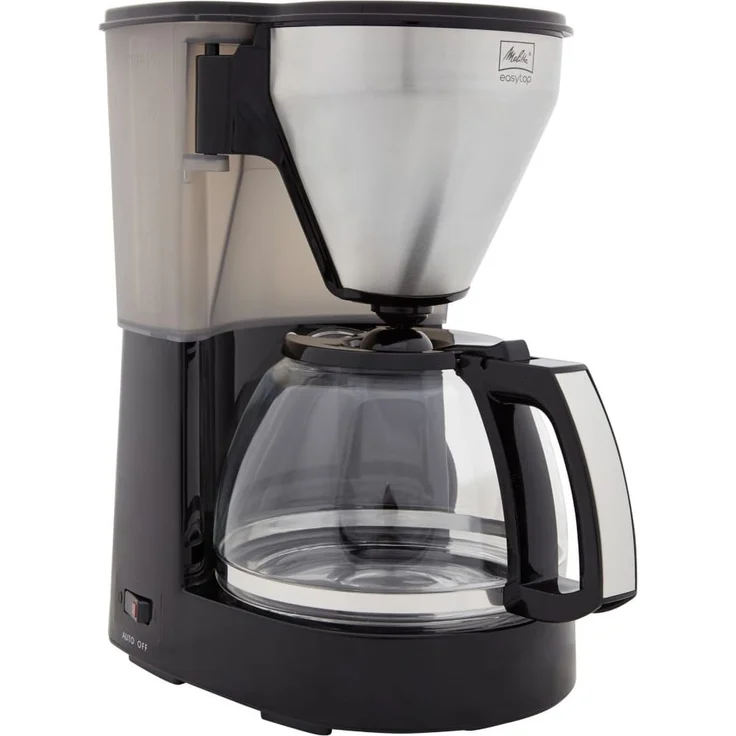 Melitta Easy Top Timer 1010-15, Filterkaffeemaschine mit Glaskanne, Programmierbare Warmhaltezeit, Schwarz-Edelstahl – Bild 1
