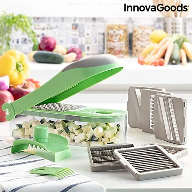InnovaGoods Choppie Expert 7-in-1 Gemüseschneider, Reibe und Mandoline, mit Rezepten und Zubehör