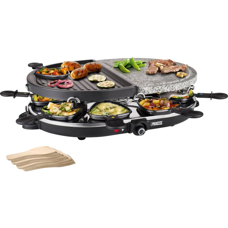 Princess Raclette Grill für bis zu 8 Personen - mit Stein- und antihaftbeschichteter Grillplatte, 162710 – Bild 1