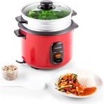 Klarstein Osaka 1.5 Premium Reiskocher mit Dampfgar-Aufsatz 1,5 Liter, 500 Watt, rot