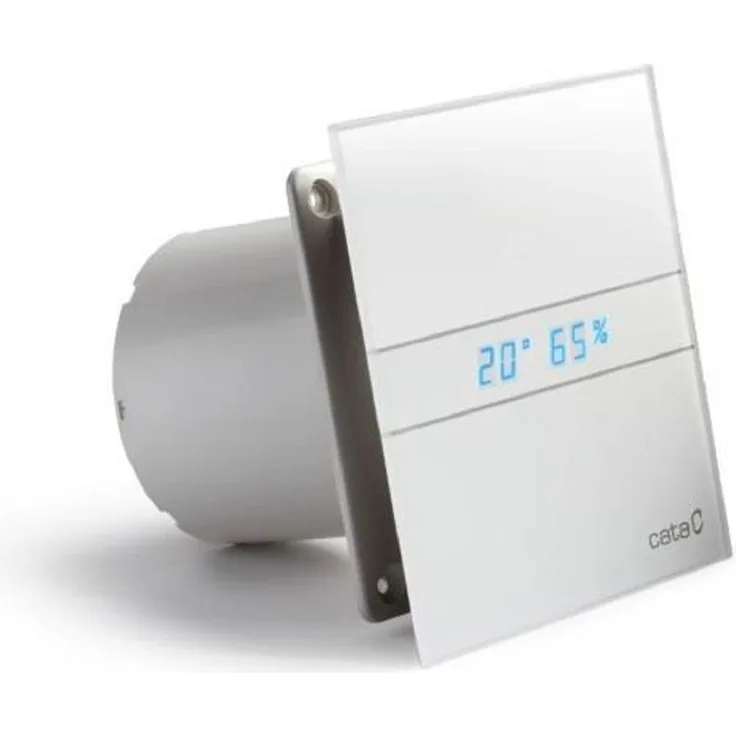 Ventilator Lüfter Badlüfter CATA E-100 GTH Timer - Nachlauf - Hygro - Feuchtesteuerung Feuchtesensor LED – Display Glasfront stark 115 m³-h - sehr leise 31 dB - energiesparend 8W - Kugellager - 2 Stufen - inkl. Dauerlauf