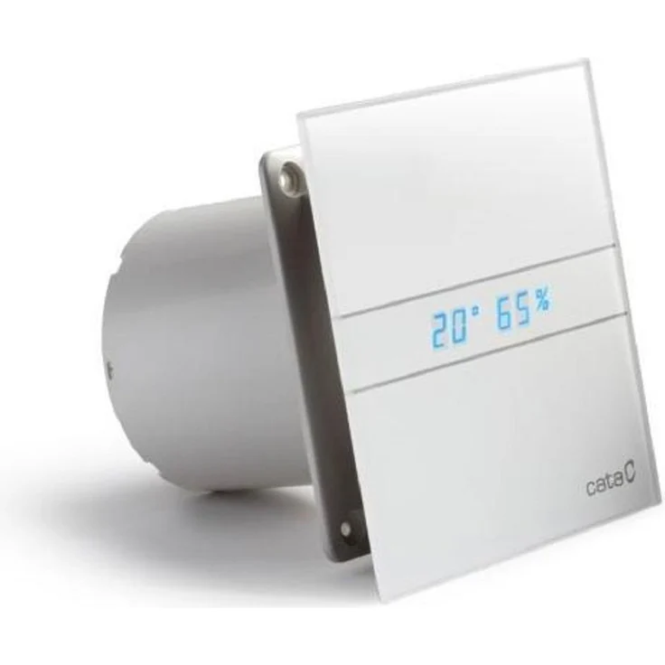 Ventilator Lüfter Badlüfter CATA E-100 GTH Timer - Nachlauf - Hygro - Feuchtesteuerung Feuchtesensor LED – Display Glasfront stark 115 m³-h - sehr leise 31 dB - energiesparend 8W - Kugellager - 2 Stufen - inkl. Dauerlauf