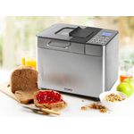 Domo Brotbackautomat Edelstahl bis 1000g, 500W, 18 Programme, inkl. Zusatz Knethaken für Brot Kuchen Pizzateig, silber
