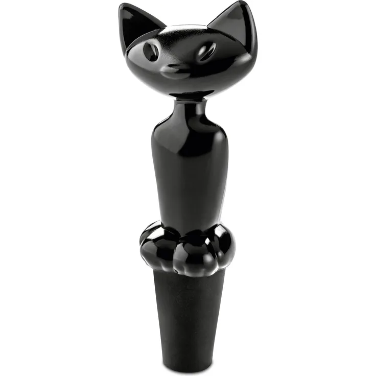 Koziol MIAOU schwarz Flaschenverschluss, Thermoplastischer Kunststoff, 2.7 x 4 x 11.2 cm