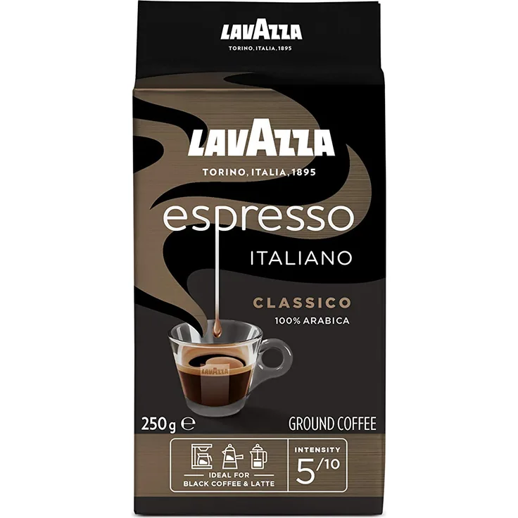 Lavazza Gemahlener Kaffee - Caffè Espresso - 100 % Arabica - 5er Pack ( 5 x 250 g)