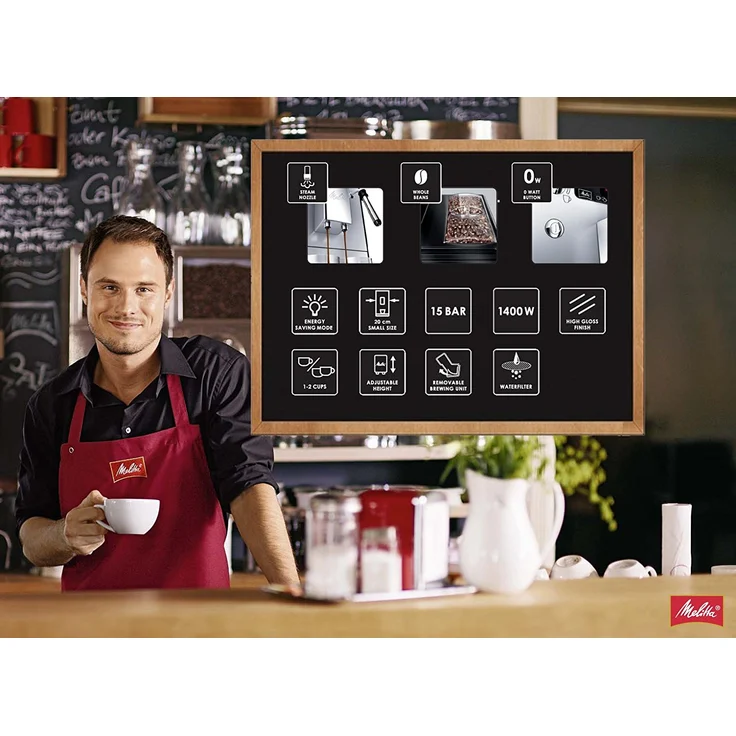 Melitta Caffeo Solo & Milk E953-102, Schlanker Kaffeevollautomat mit Milchschaumdüse und integriertem Mahlwerk, Silber – Bild 8