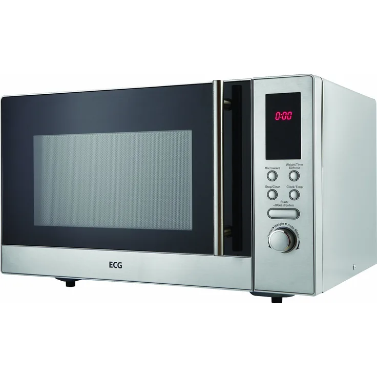 ECG MTD 231 S Mikrowelle, Standgerät, 800 Watt, 23 Liter Garraum, digitale Steuerung, Edelstahl, silber