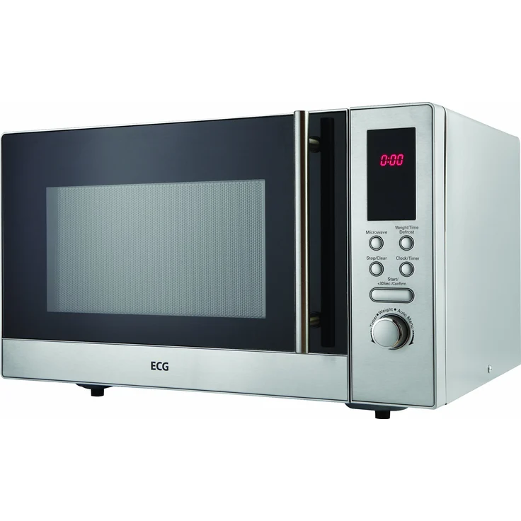 ECG MTD 231 S Mikrowelle, Standgerät, 800 Watt, 23 Liter Garraum, digitale Steuerung, Edelstahl, silber – Bild 1