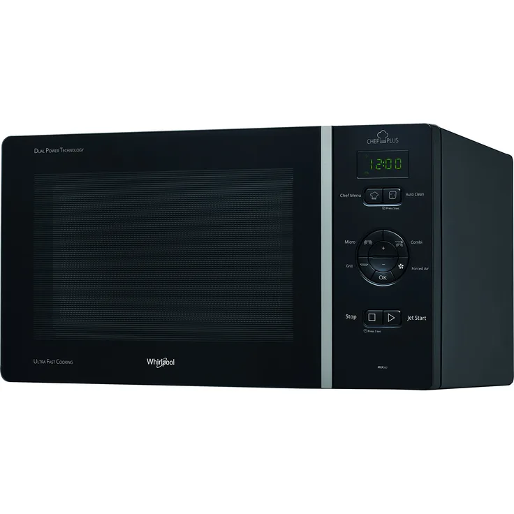 Whirlpool MCP 347 BL Mikrowelle mit Grill, Standgerät, 800 Watt, 25 Liter Garraum, Schwarz