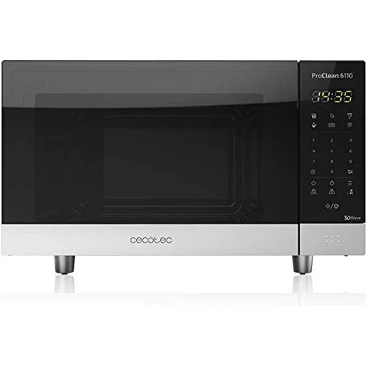 Cecotec 1537 Mikrowelle mit Grill, Standgerät, 23 Liter Garraum, 800 Watt, silber, schwarz – Bild 1