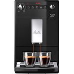 Melitta Purista F 230-102 Kaffeevollautomat mit flüsterleisem Kegelmahlwerk (Direktwahltaste, 2-Tassen Funktion, 20 cm Breite, entnehmbare Brühgruppe) schwarz