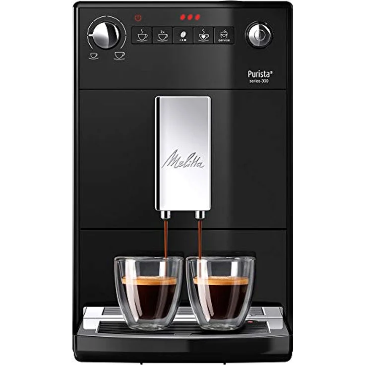 Melitta Purista F 230-102 Kaffeevollautomat mit flüsterleisem Kegelmahlwerk (Direktwahltaste, 2-Tassen Funktion, 20 cm Breite, entnehmbare Brühgruppe) schwarz – Bild 1