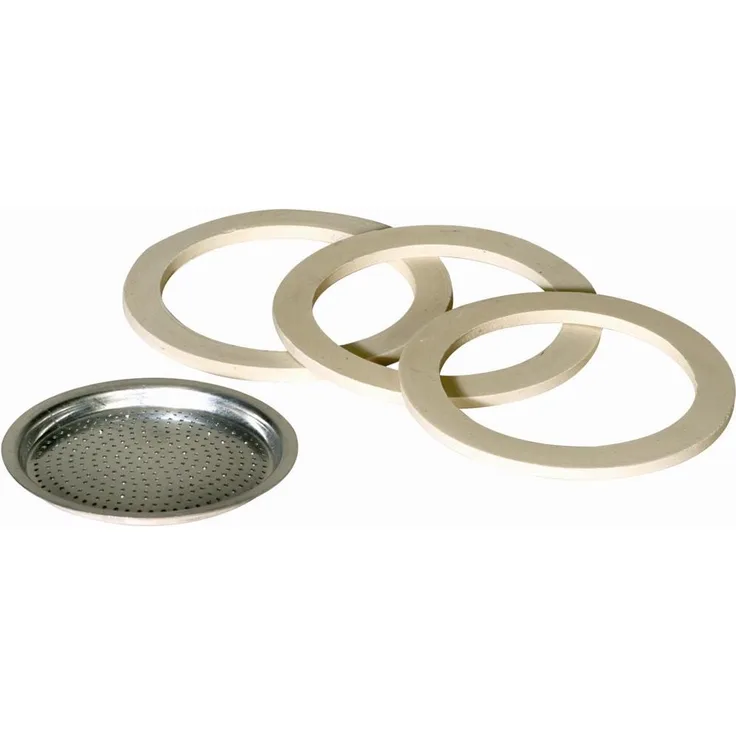 Karl Krüger 505S 1 Filter und 3 Dichtring Für Espressok 6 T, Silikon, weiß, 10 x 10 x 1 cm