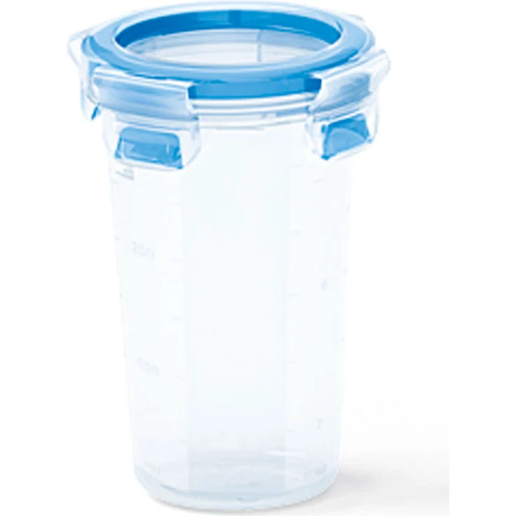 Emsa 508551 Runde Frischhaltedose mit Deckel, 0.35 Liter, Transparent-Blau, Clip & Close – Bild 1