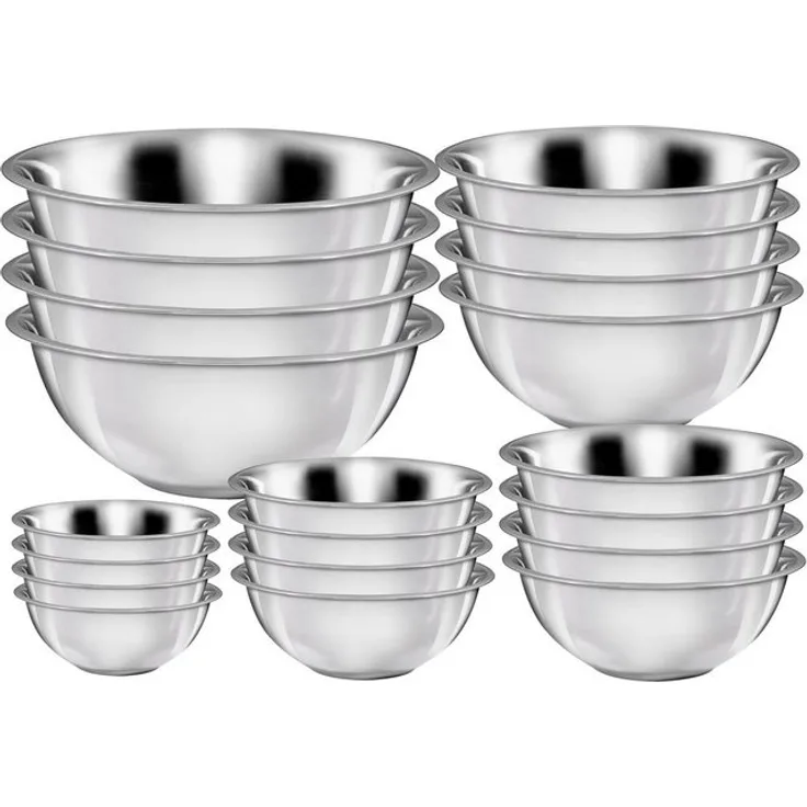KING Schüssel, Edelstahl, Set, 20-tlg, ineinander stapelbar, 16-20-24-28-32 cm