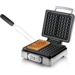 Domo 2in1 Doppel Waffeleisen eckig für dicke Belgische Waffeln 16x9,5cm & Waffelgabel 1400W