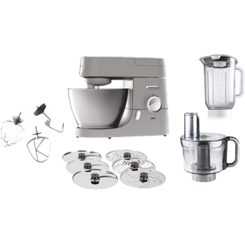 Kenwood KVC3150S Chef, Küchenmaschine mit Planetenrührwerk, 1000W, 4,6 L  Edelstahlschüssel, Standmixer-Aufsatz, inkl. Universalzerkleinerer-Aufsatz  mit 6 Arbeitsscheiben, silber, Serie: Chef: Tests, Infos & Preisvergleich