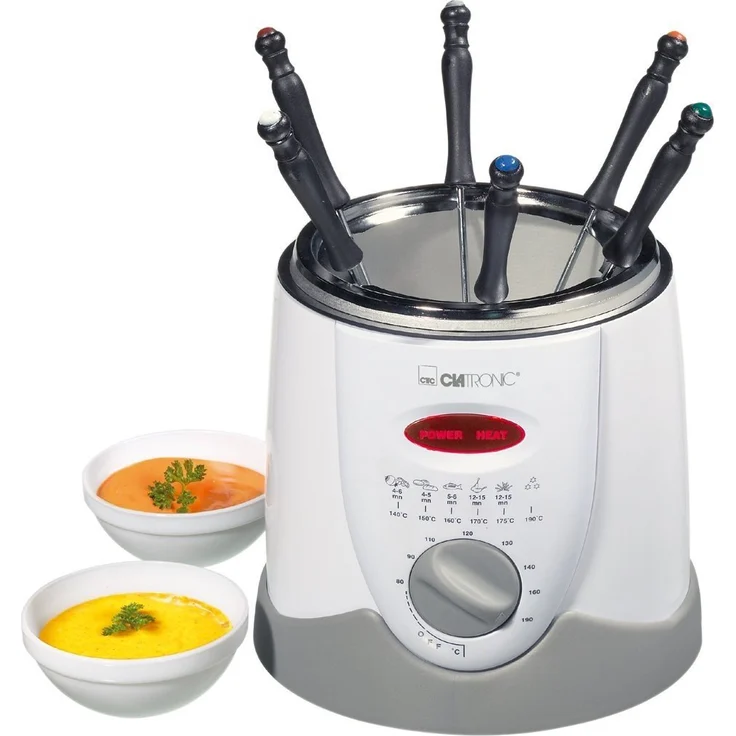 Clatronic FFR 2916 Fondue-Fritteuse 2in1, Bedienfeld mit Kontrolldisplay, 6 Fonduegabeln, 1 Liter – Bild 2