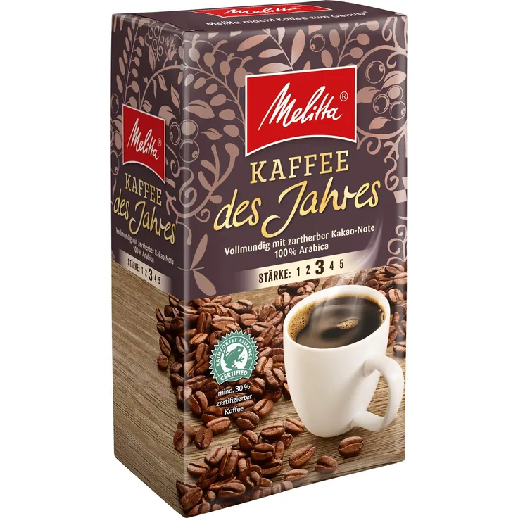 Melitta Gemahlener Röstkaffee, Filterkaffee, 100% Arabica,Kaffee des Jahres 2020 vollmundig mit zartherber Kakao-Note, 12 x 500 g
