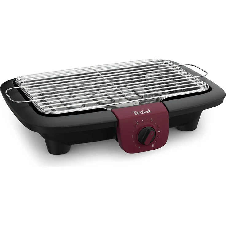 Tefal BG90E5 Easygrill Adjust Elektro-Tischgrill, 2300 Watt, 720 cm² Grillfläche, schwarz-burgunderrot – Bild 3