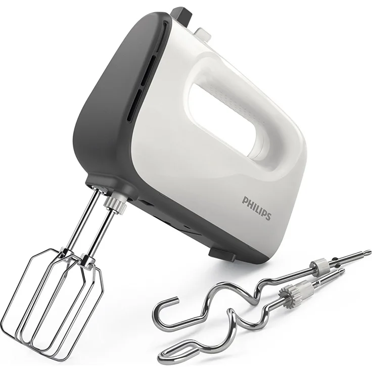 Philips Viva Collection HR3741-00 Handmixer, 450 Watt, 5 Geschwindigkeiten plus Turbo, weiß, grau