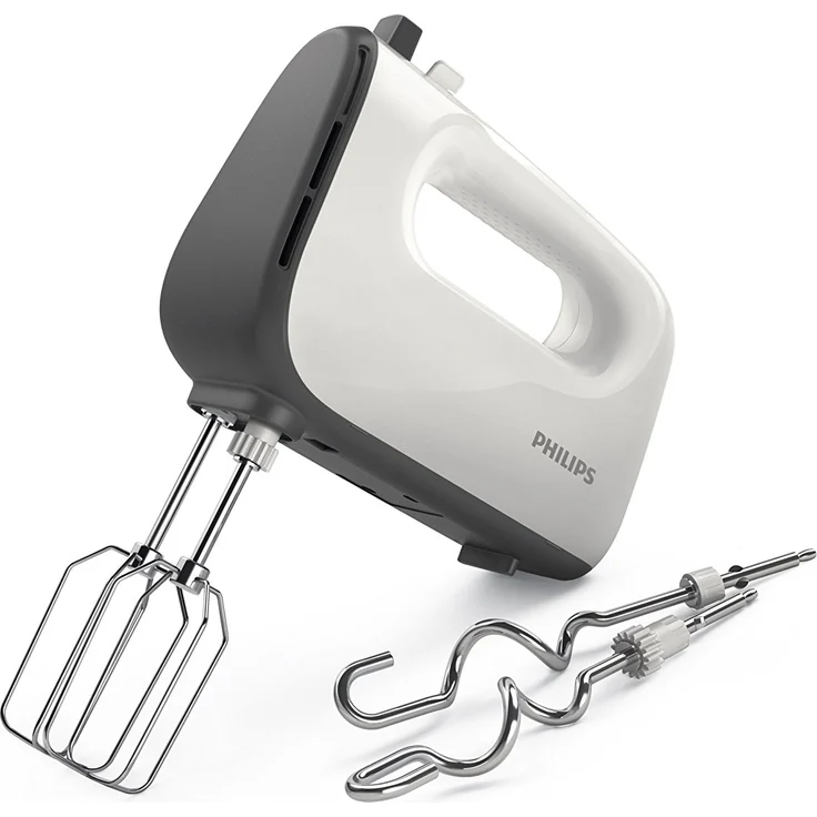 Philips Viva Collection HR3741-00 Handmixer, 450 Watt, 5 Geschwindigkeiten plus Turbo, weiß, grau – Bild 1
