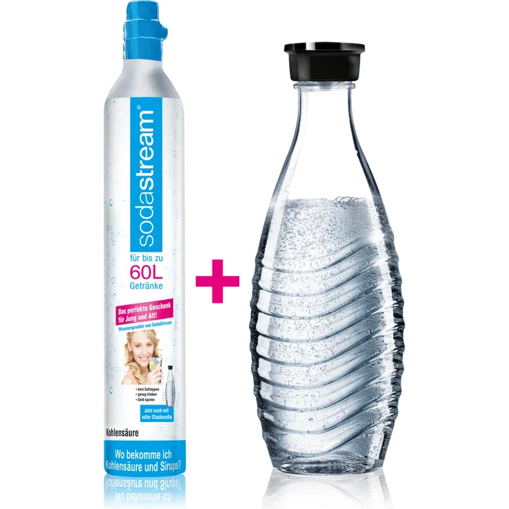 SodaStream Reservepack mit 1x CO2-Zylinder und 1x 0,6 L Glaskaraffe – Bild 1