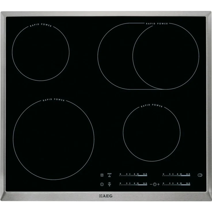 AEG HK654850XB Autarkes Kochfeld - Strahlenbeheizt - Slider-Bedienung - 60 cm - Edelstahlrahmen - 4 Kochzonen - Bräterzone - Rapid Power - Kindersicherung – Bild 1