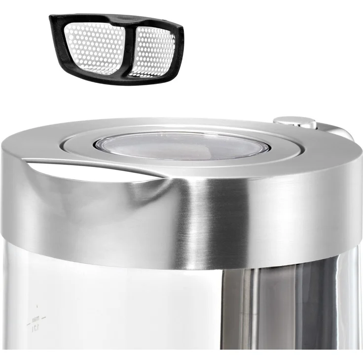 WMF Lono Wasserkocher Glas (3000 W, 1,7l, Schott Duran Glas, Kalk-Wasserfilter) cromargan matt-silber – Bild 4